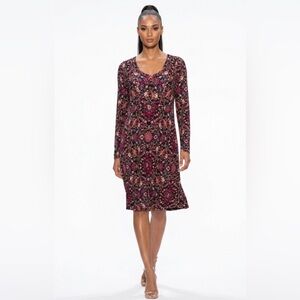 Paisley Print Long Sleeve‎ Dress Casual Comfortable Everyday